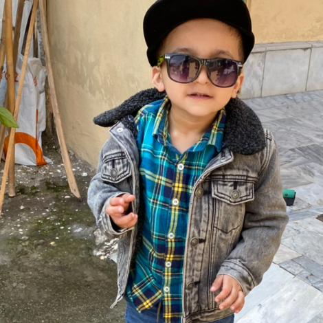 A boy outside. 