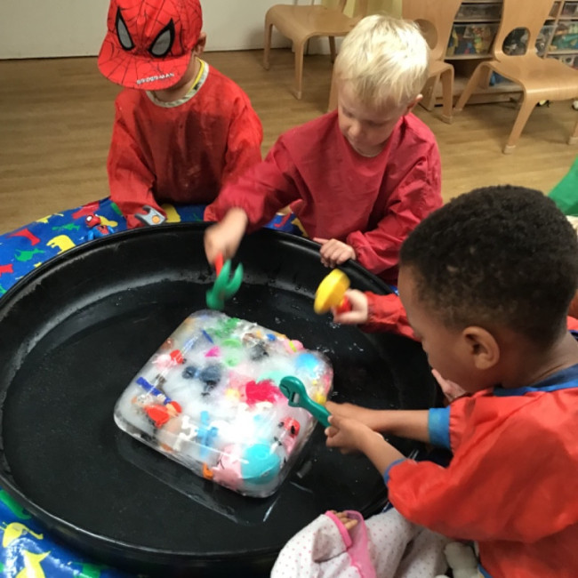 Children playing inside. 