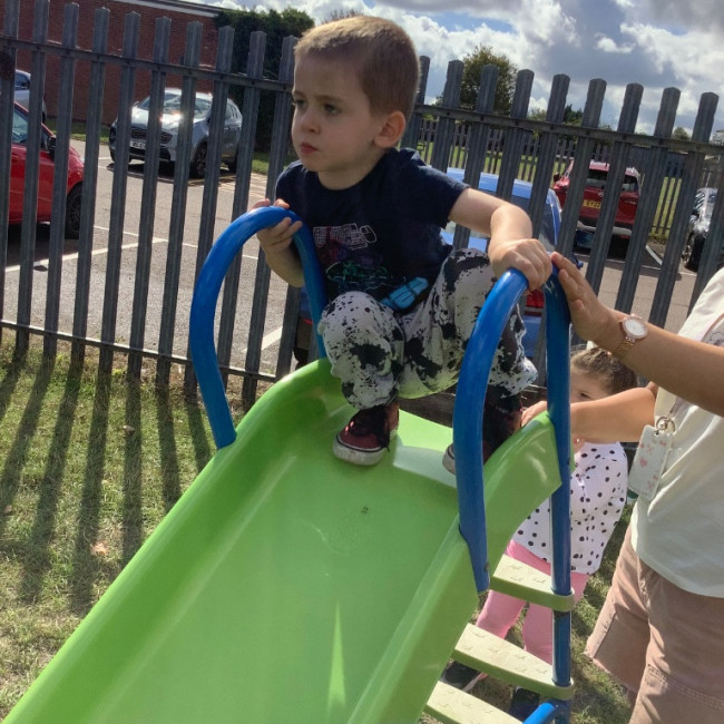 A child on a slide 