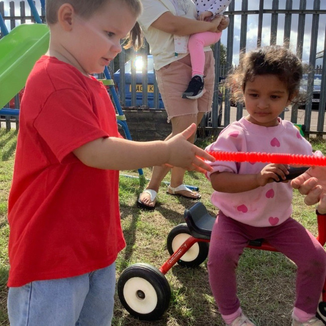 Children playing in the garden 