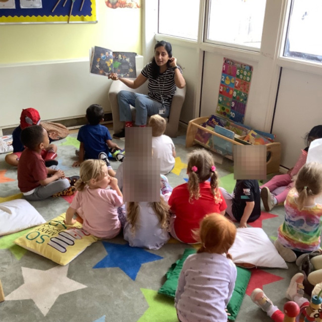 Children listening to a story 