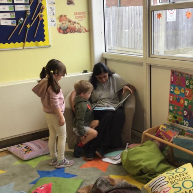 Children listening to a story 